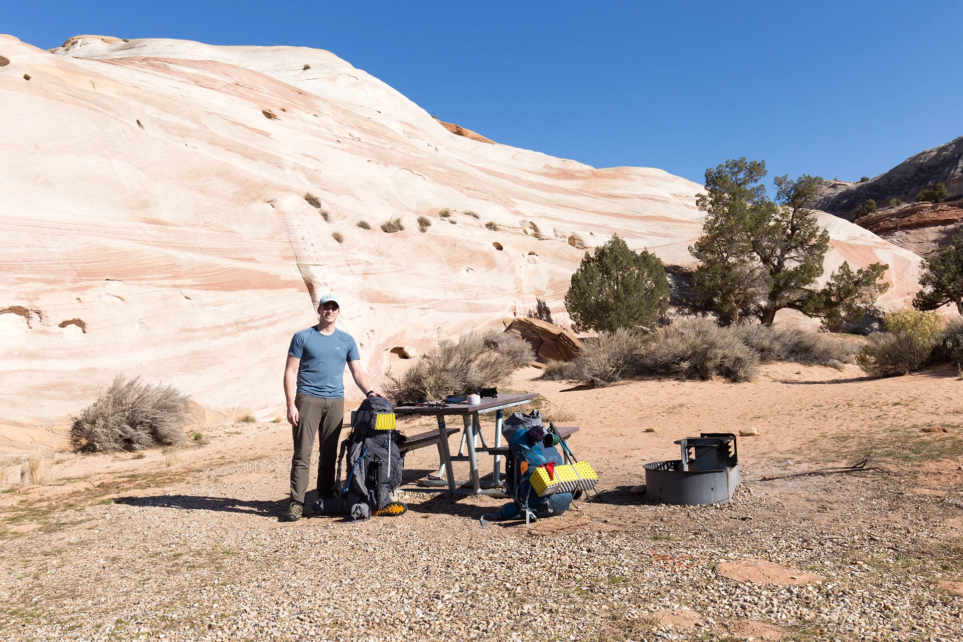 Finalizing our packs at the trailhead