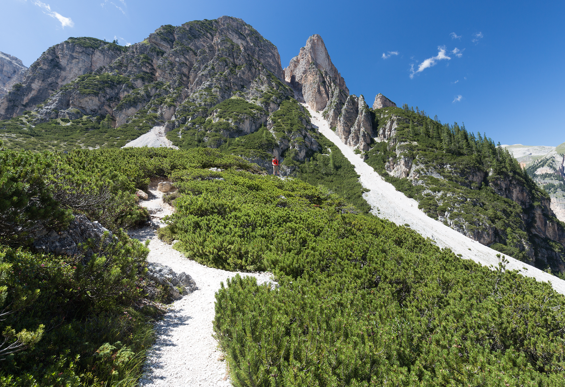 Taking a break on the hike to Rifugio Lavarella