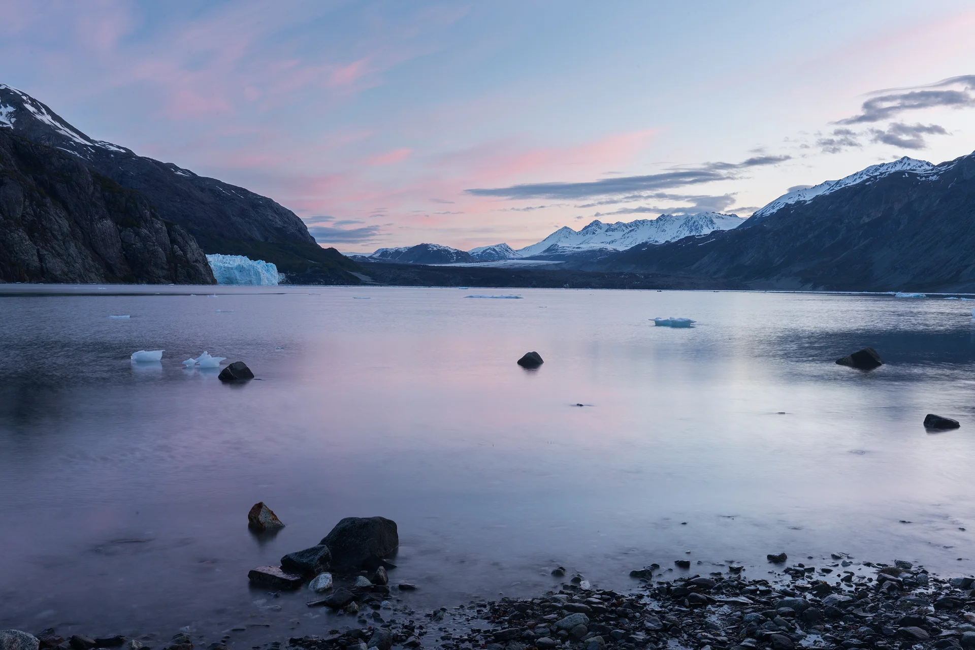 Sunrise from our camp in the Tarr Inlet