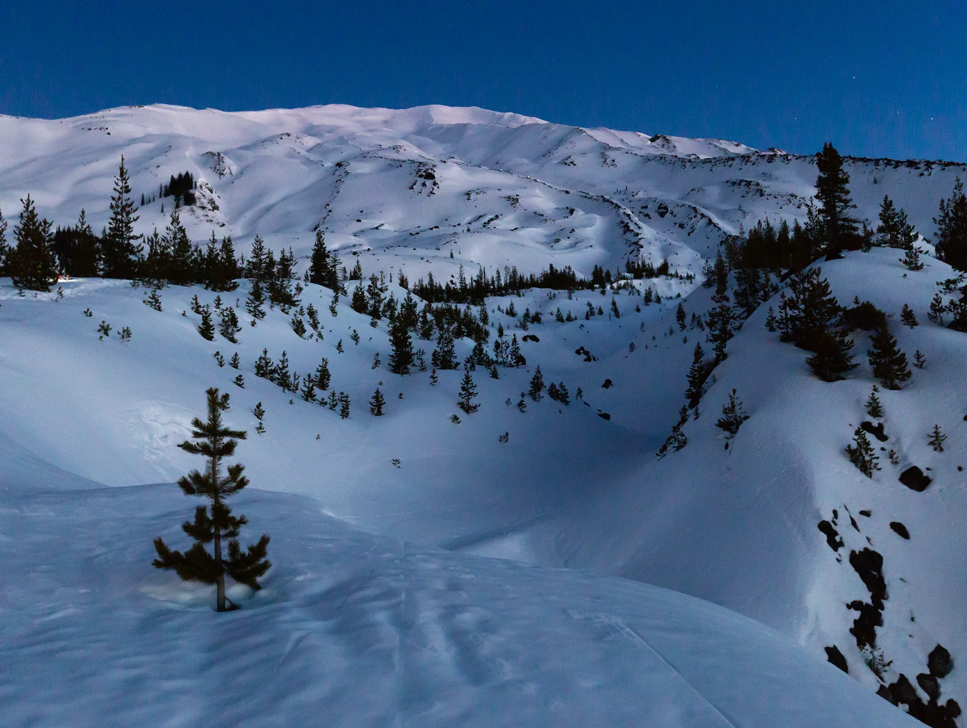 Blue hour illuminates Mount St. Helens