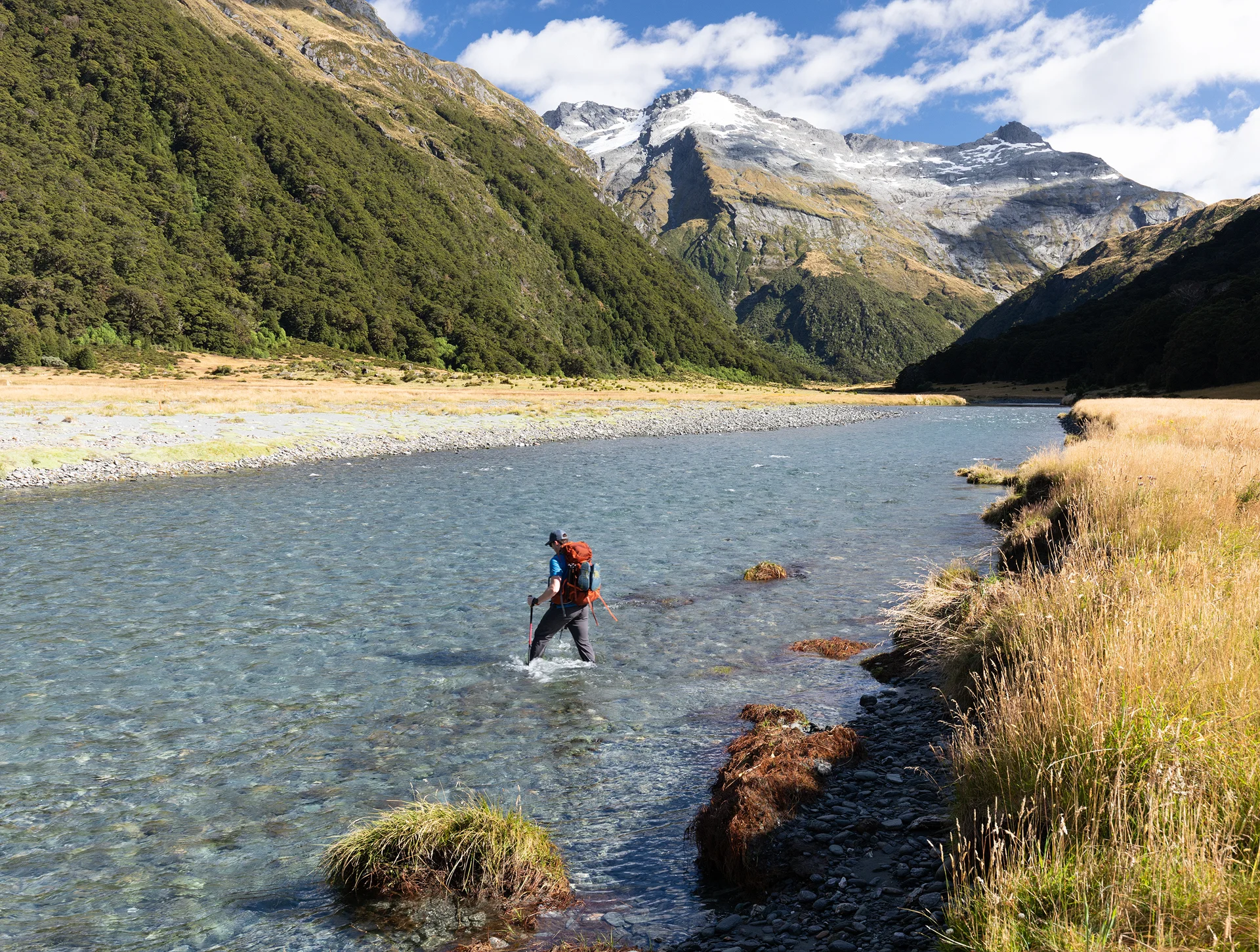 Alex crossing Siberia Stream on day 3 of the Gillespie Pass Circuit