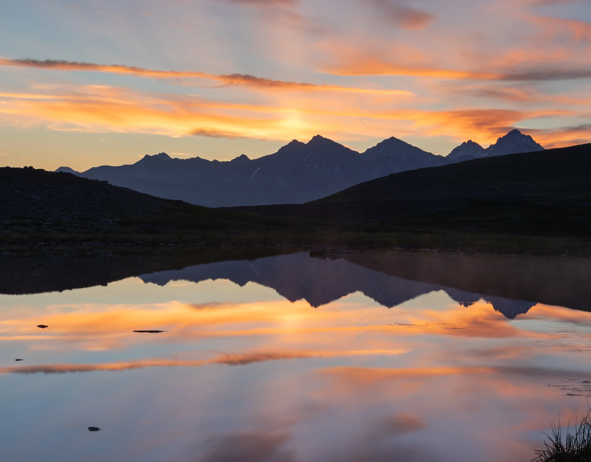 Sunrise from a small pond near our camp