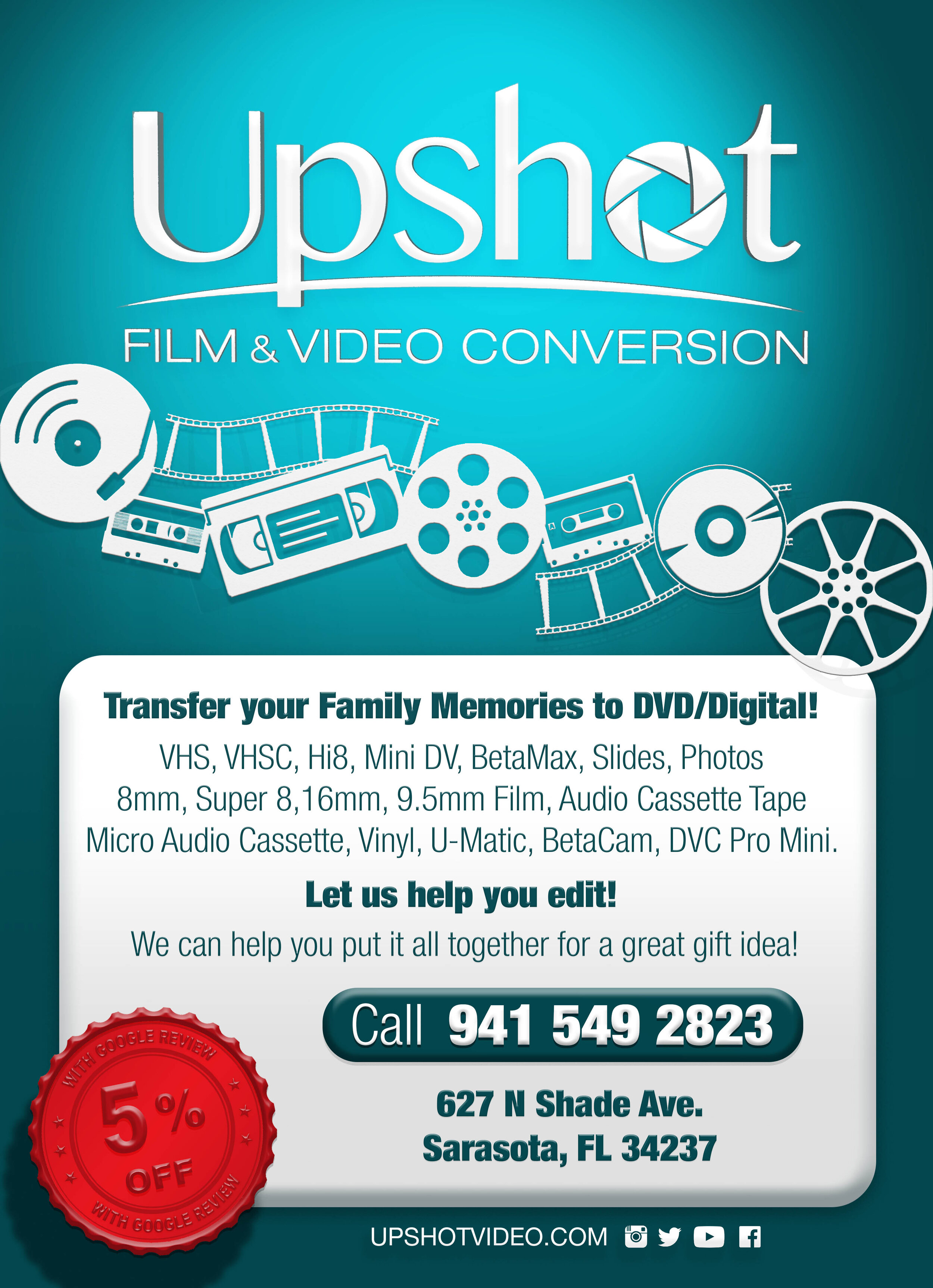 Upshot Video Productions Vhs To Dvd In House Video Transfer Service Based In Sarasota Fl Also Super 8 To Dvd 8mm To Dvd Hi8 To Dvd Mini Dv To Dvd