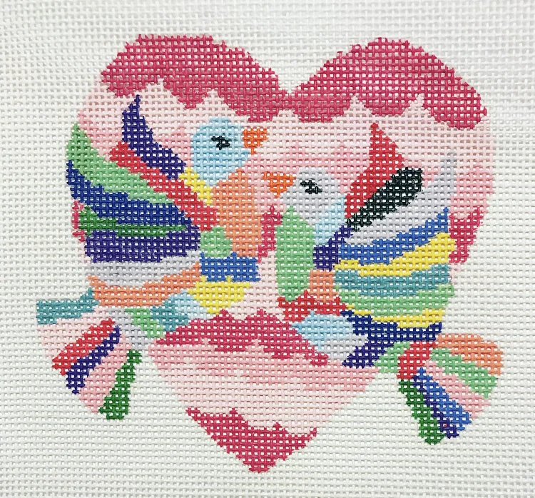 Two Turtle Doves CP-2B 4” x 4” on 18 mesh