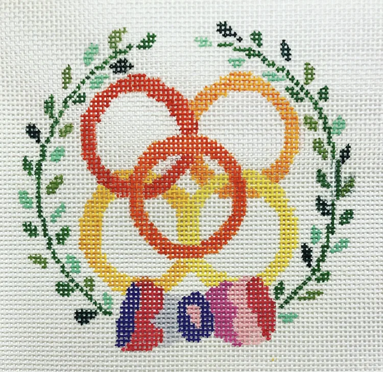 Five Golden Rings CP-2E 4” x 4” on 18 mesh