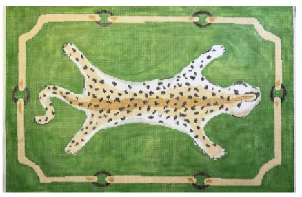 Leopard Clutch on Green DG-3A-G 11.5” x 8” on 18 mesh