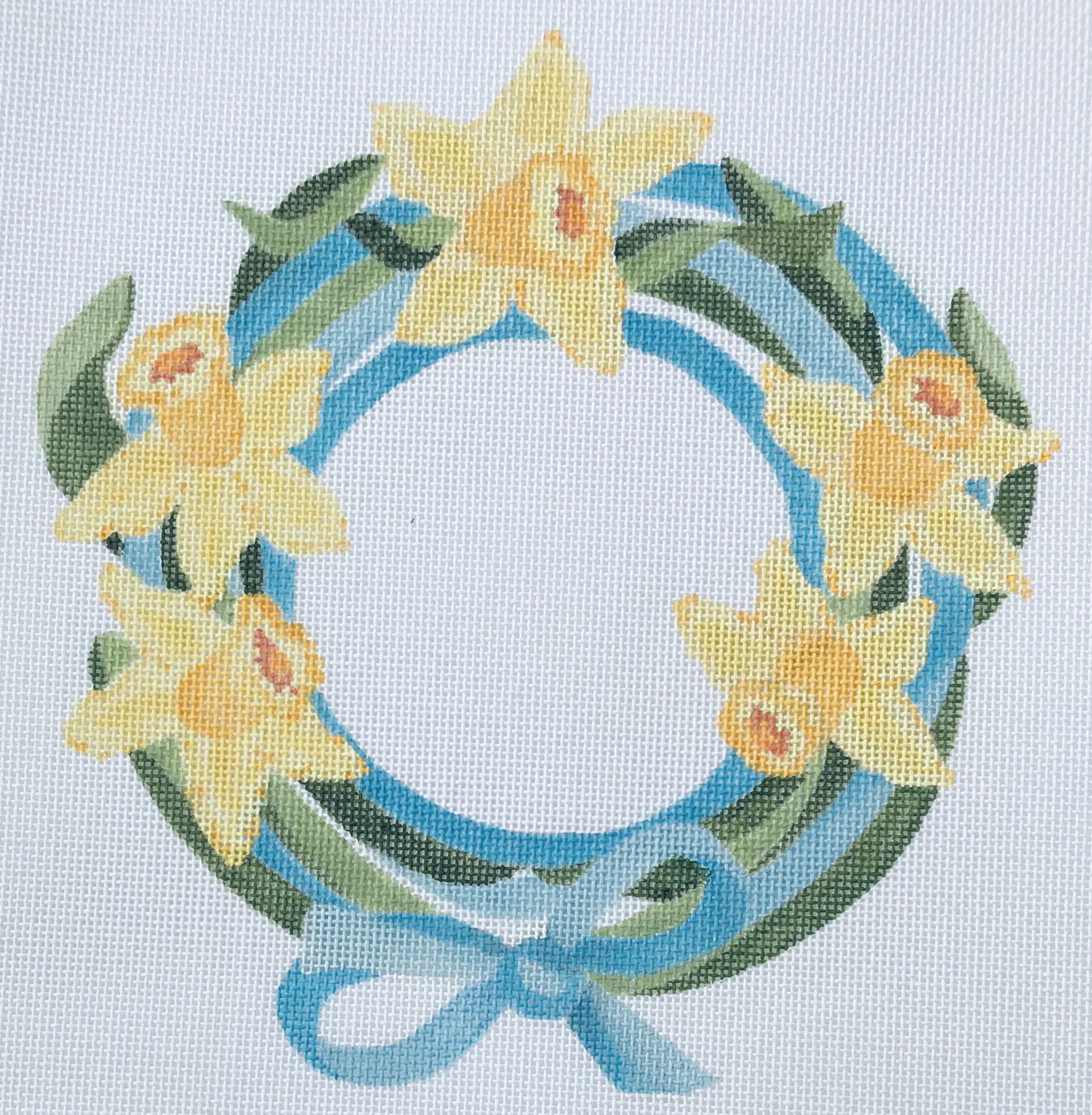 Daffy Wreath TSG20 8” round on 18 mesh