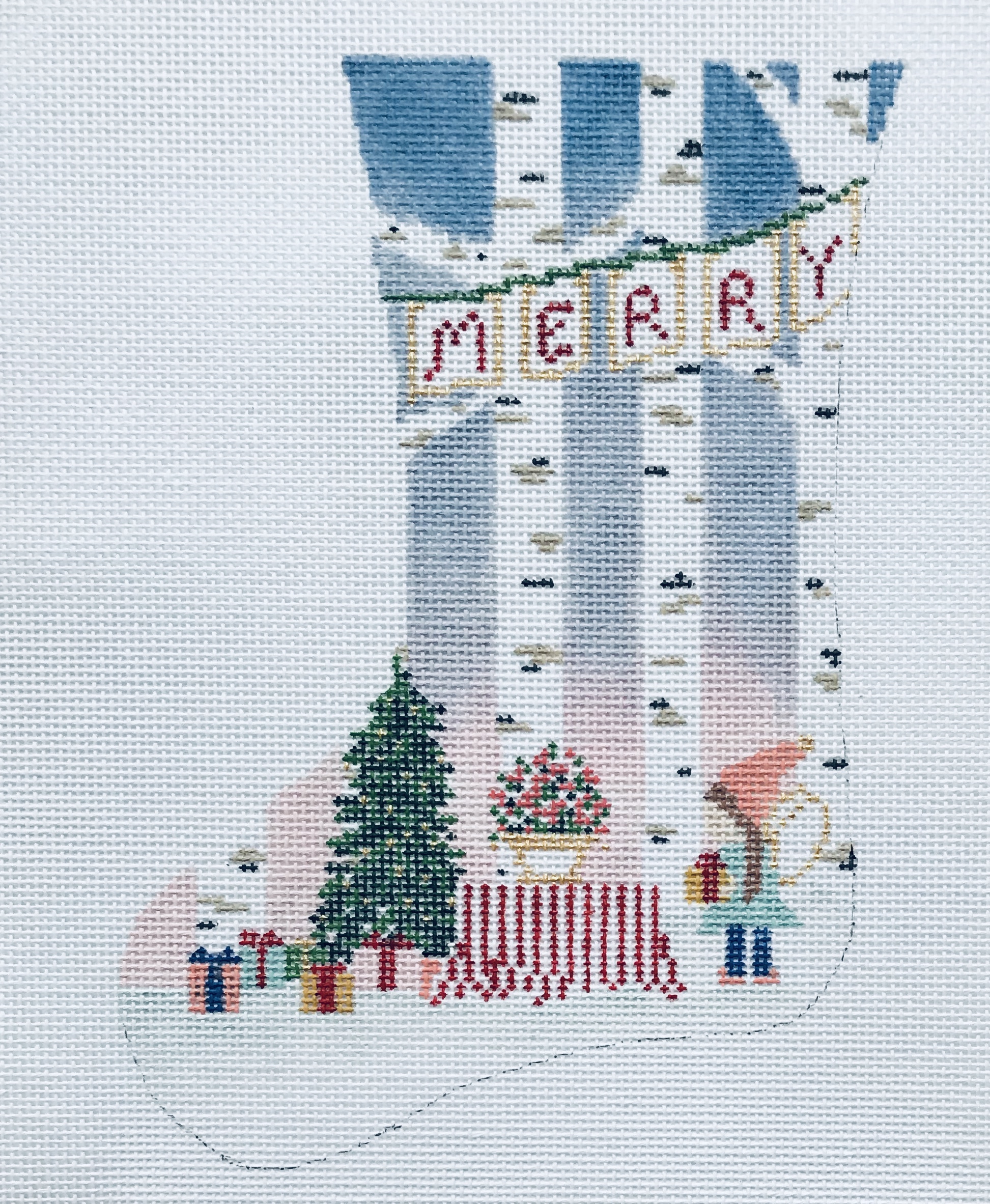 Have Yourself A Fairy Little Christmas Mini Stocking 25D 7.5” x 5” on 18 mesh