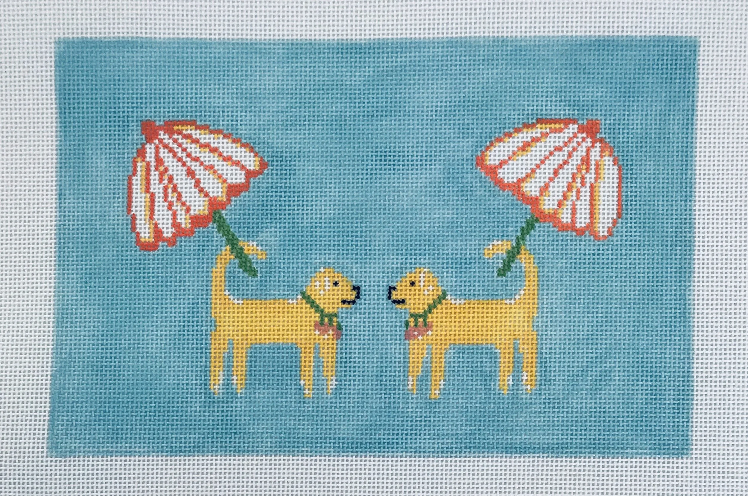 Dogs & Umbrellas Clutch or Tray LG-4A 8” x 5” on 18 mesh