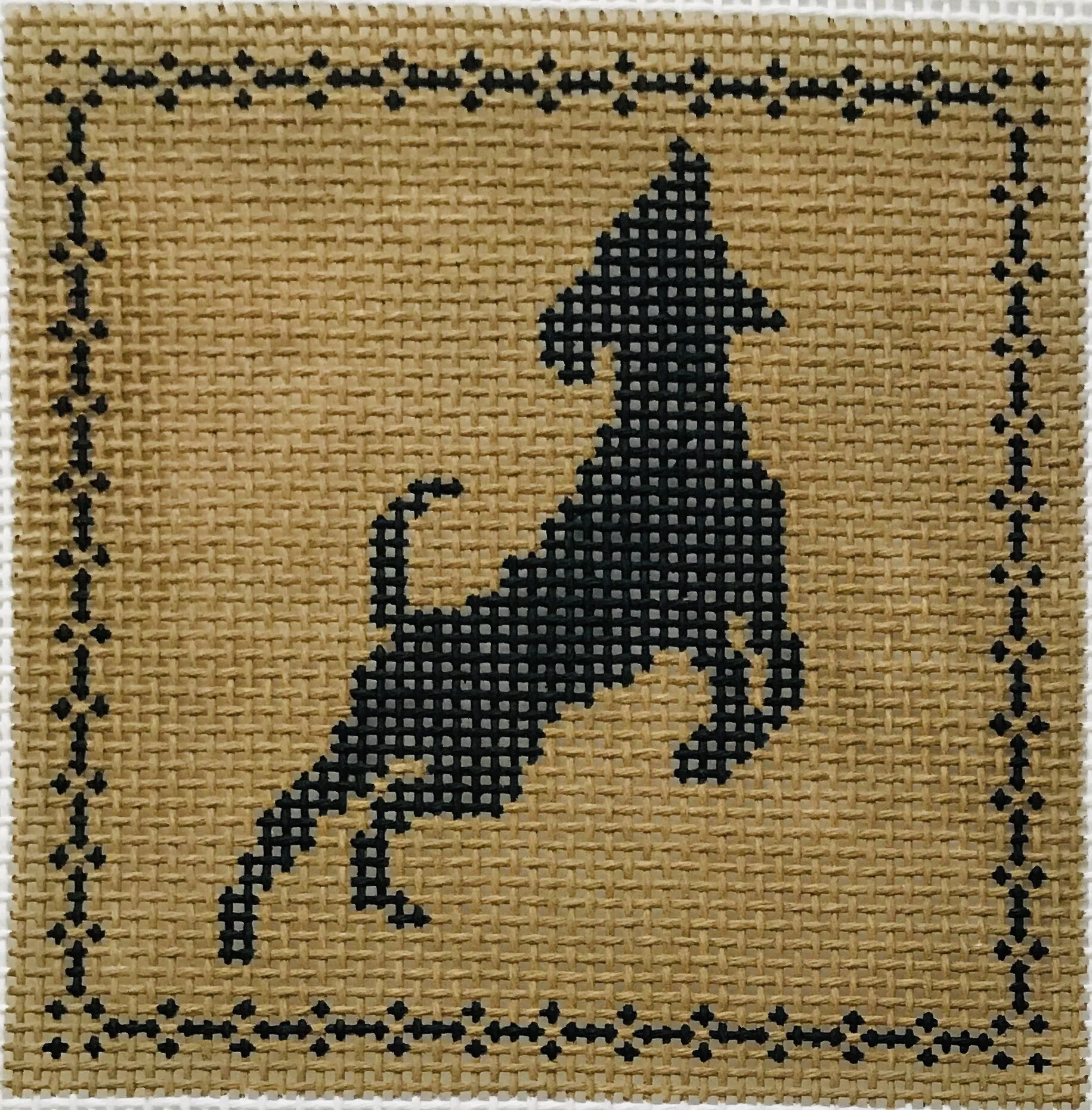 Jumping Labrador AL130 4” x 4” on 14 mesh