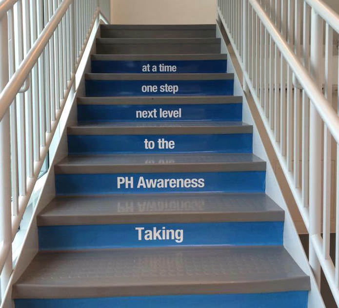 phaware sponsor Bayer Step Up for PH staircase at their national headquarters.