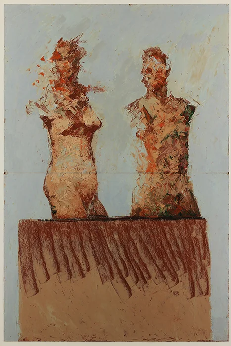John Goodman 2 Figures #2, 2013 Oil & Wax on Panel 60 x 40 inches For More Information Artist Biography, Exhibitions & Collections