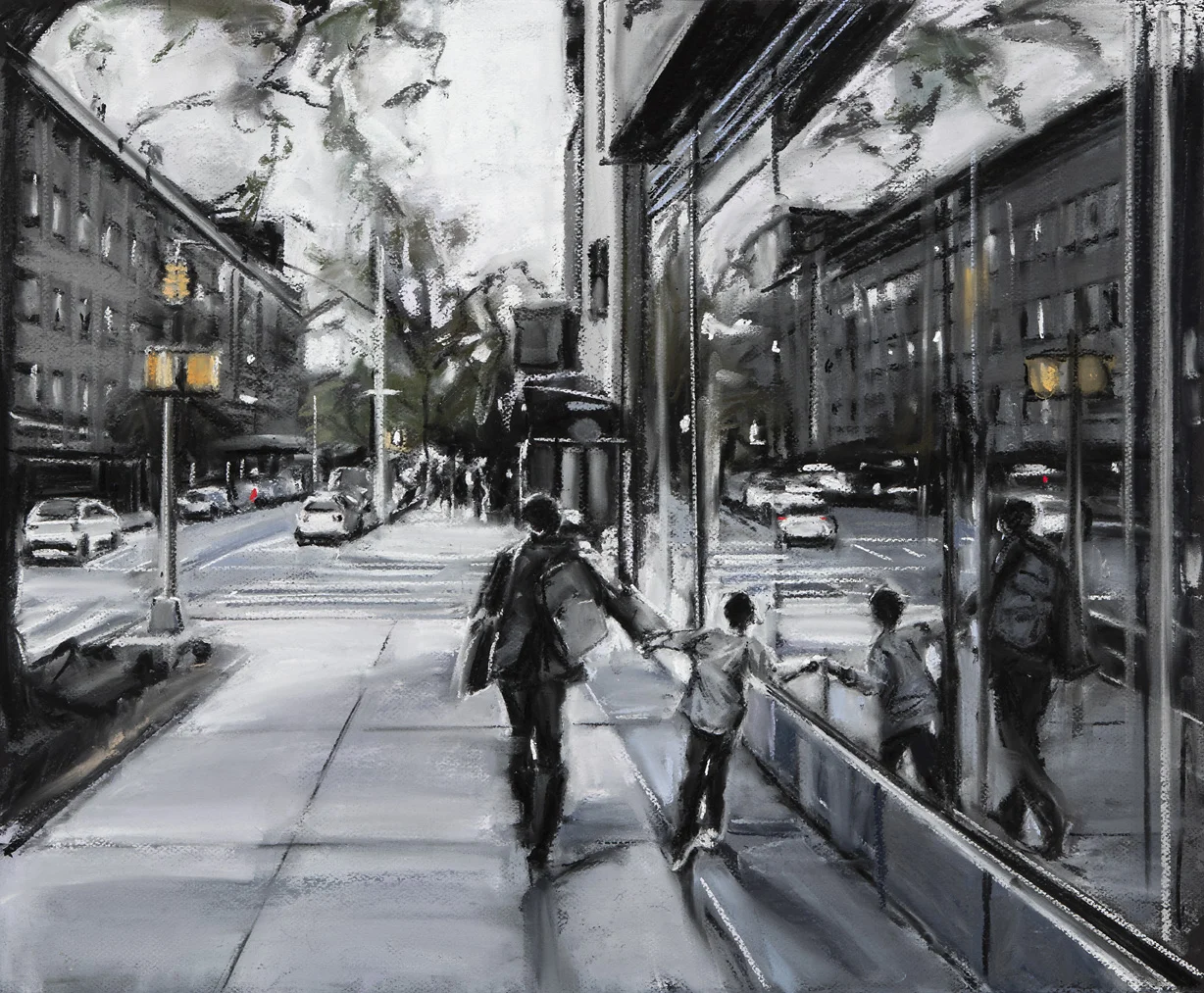 Susan Grossman Leaning In, 2016 Charcoal & pastel on artist board 20 x 25 inches