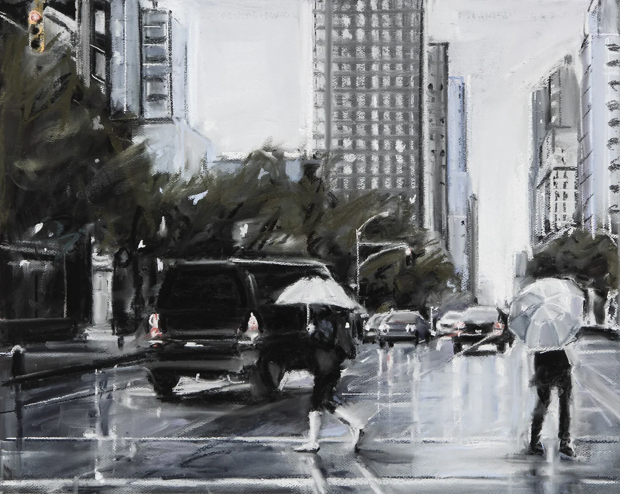 Susan Grossman Street Reflection, 2016 Charcoal & pastel on artist board 20 x 25 inches