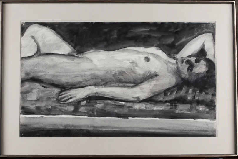 Bischoff,E_ModelOnBack1970_InkWashGouache13x23.jpg