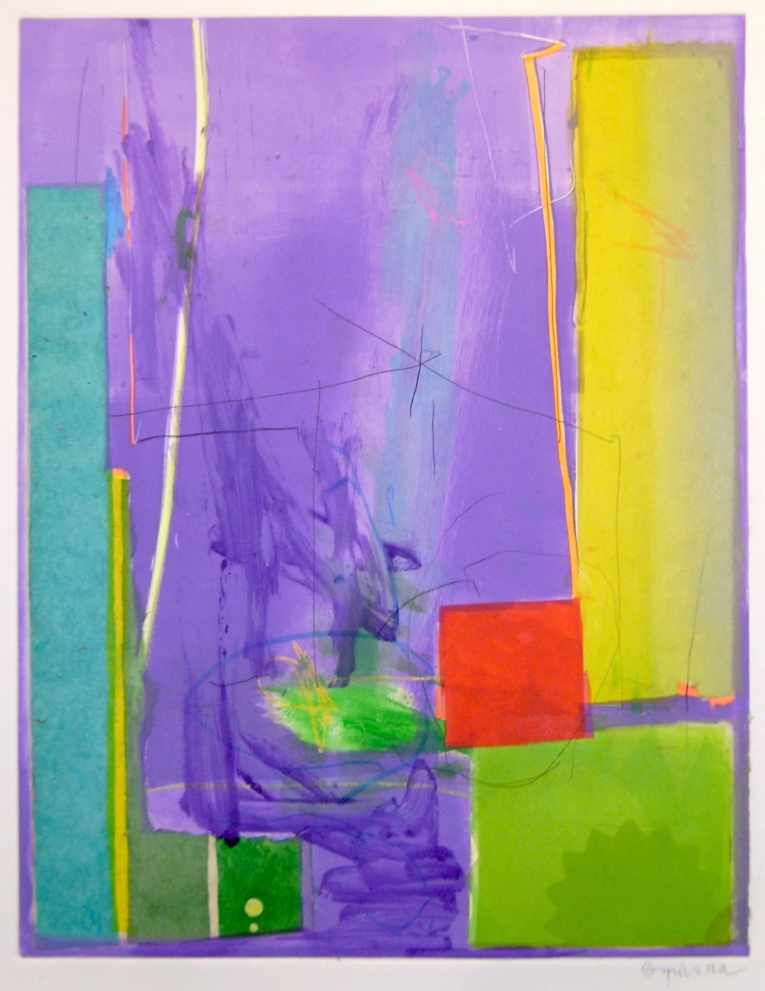   Gustavo Ramos Rivera     Untitled GR-6008,&nbsp;  2017 Mixed media monoprint on paper 20 x 16-1/2 inches         For More Information     Artist Biography, Exhibitions &amp; Collections  