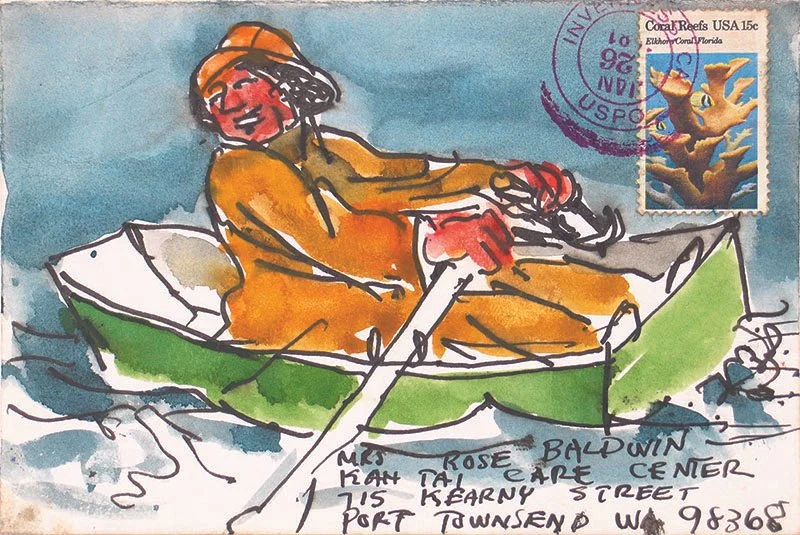   Clayton Lewis  (1915-1995)  ‘Gone Fishin’, 1981 Watercolor on paper envelope 
