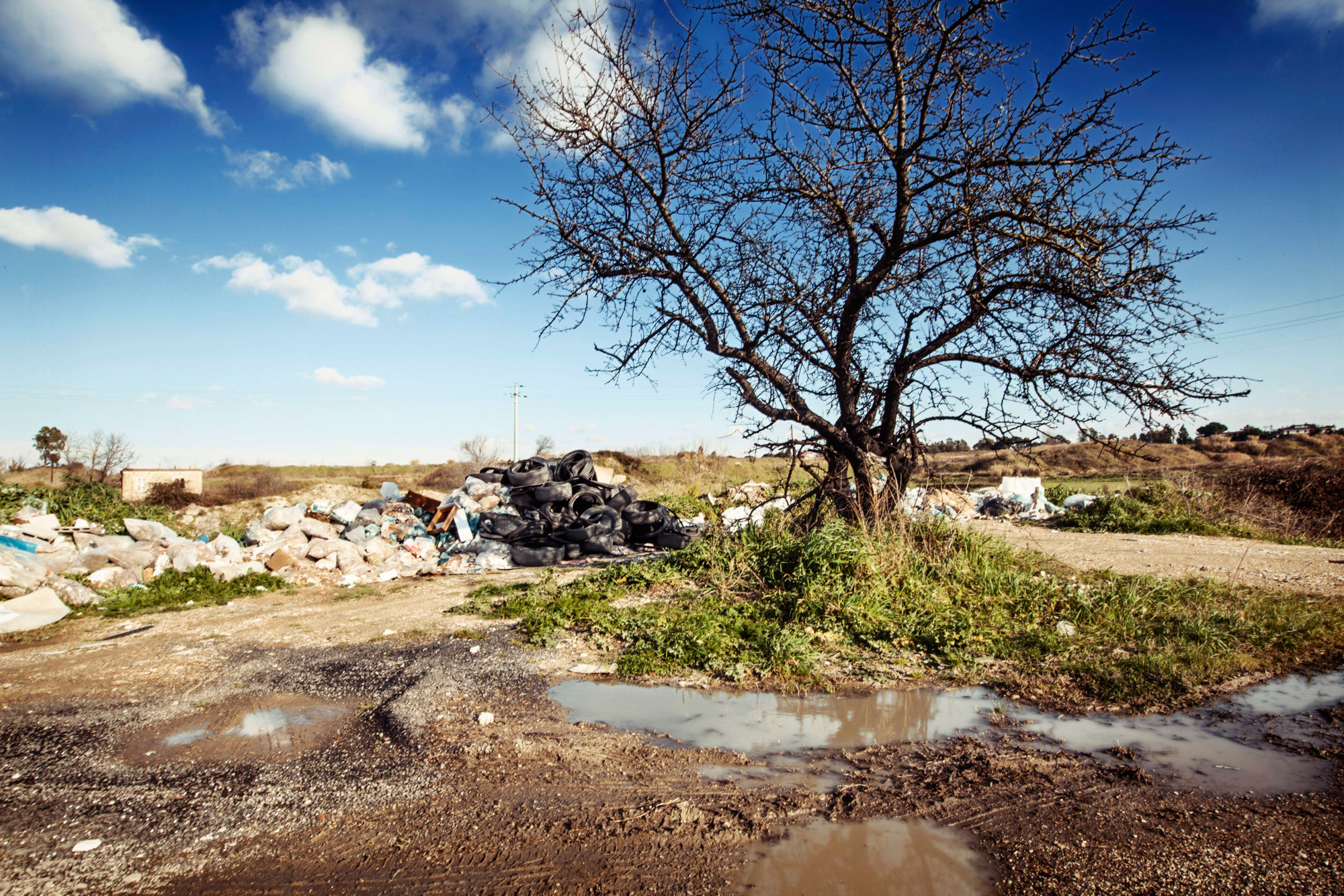  Discarica a cielo aperto nella zona di Malagrotta. 