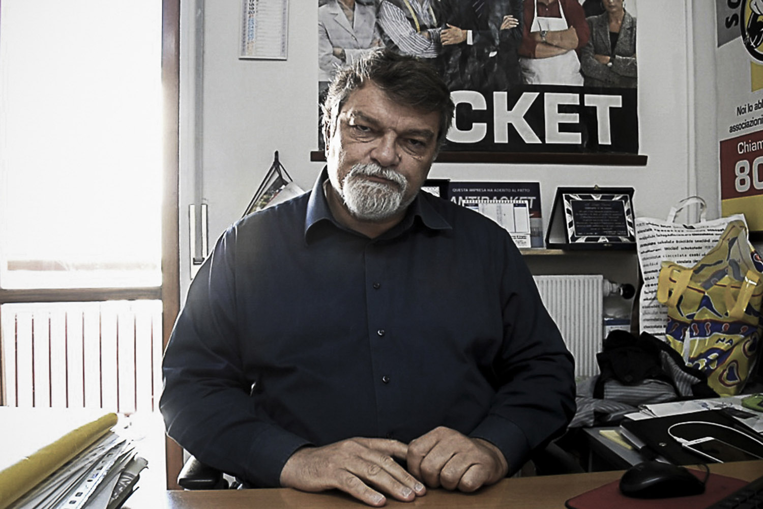  Pianura, Napoli, 2017. Luigi Cuomo, Presidente dell’Associazione Antiracket Pianura. Associazione che si è costituita parte civile decine di volte accanto alle vittime della camorra. 