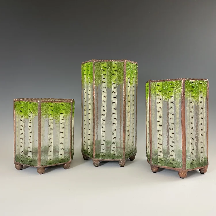 Fused Botanical Candle Holders — Sunflower Glass Studio