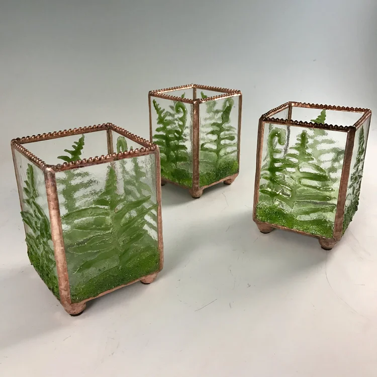 Fused Botanical Candle Holders — Sunflower Glass Studio