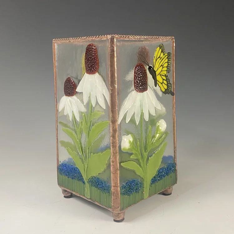 Fused Botanical Candle Holders — Sunflower Glass Studio