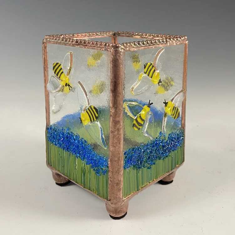 Fused Botanical Candle Holders — Sunflower Glass Studio