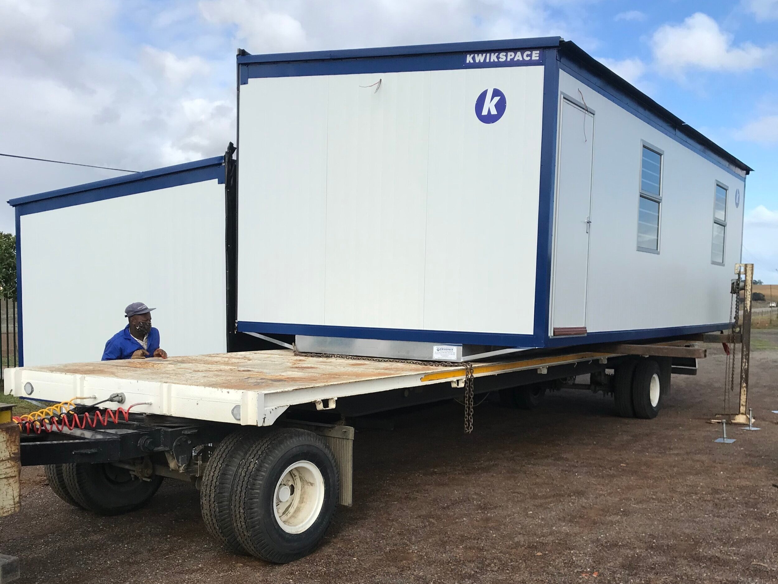 Mobile classroom arriving on site