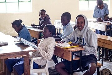 Students in new classroom