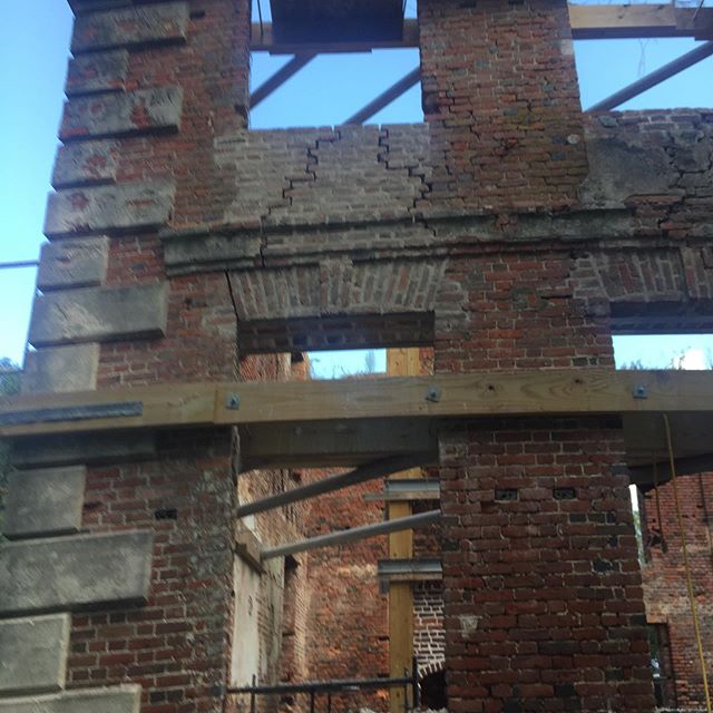 Moby &lsquo;s crew is doing very professional work to finish the Preservation Project at Brick House. Taking out the rusted iron jack arch supports, putting in stainless steel supports and pointing the bricks. About half done and looking fantastic. B