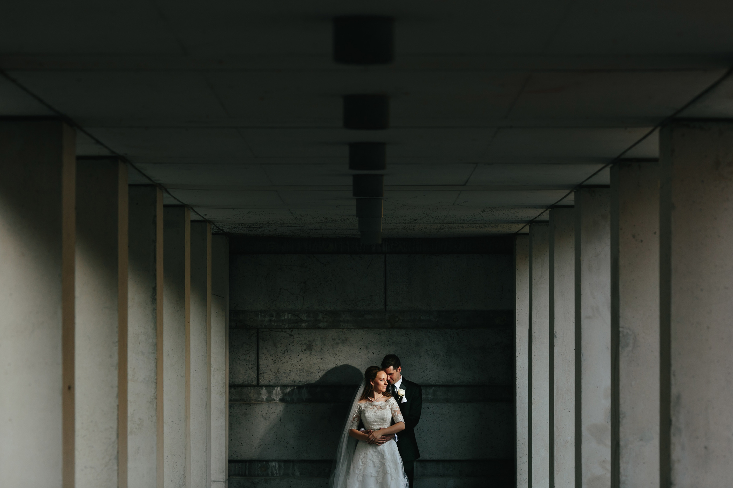 Bride and groom portrait outside the National Gallery of Canada in Ottawa Ontario