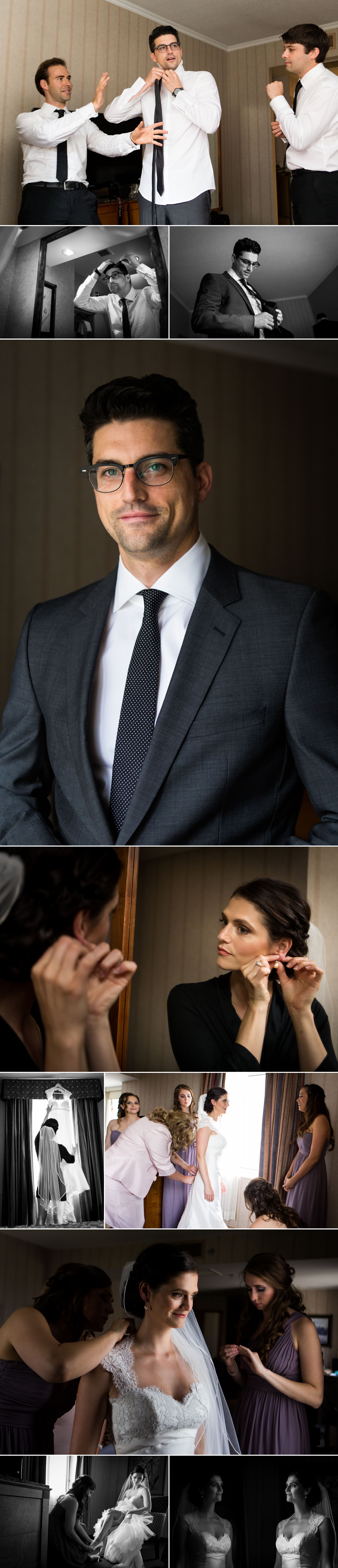 Bride and groom getting ready photos