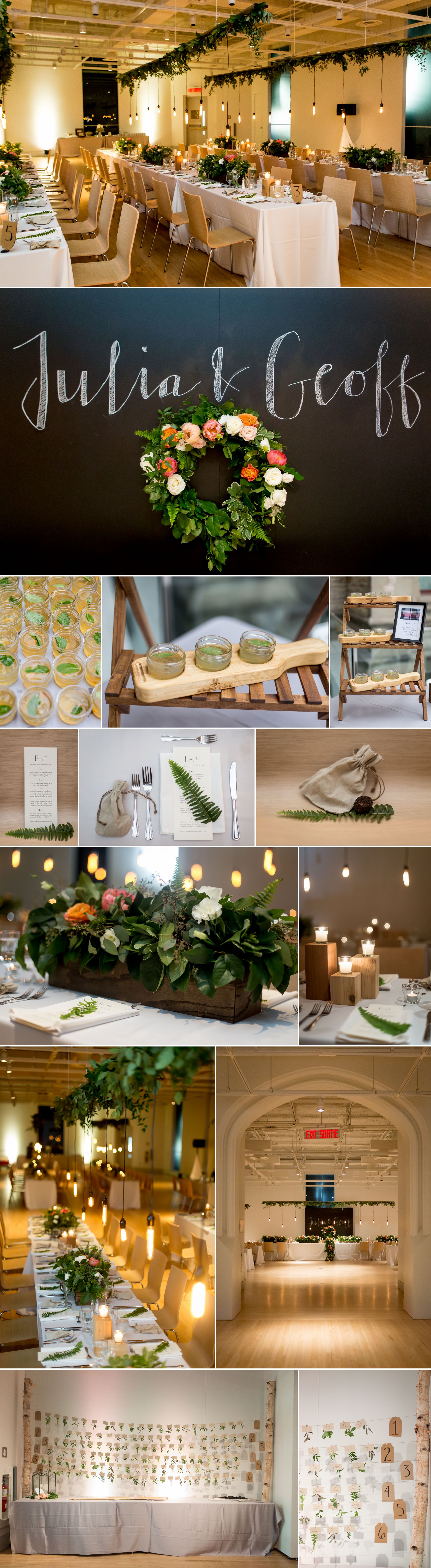 Wedding details and decor at the museum of nature