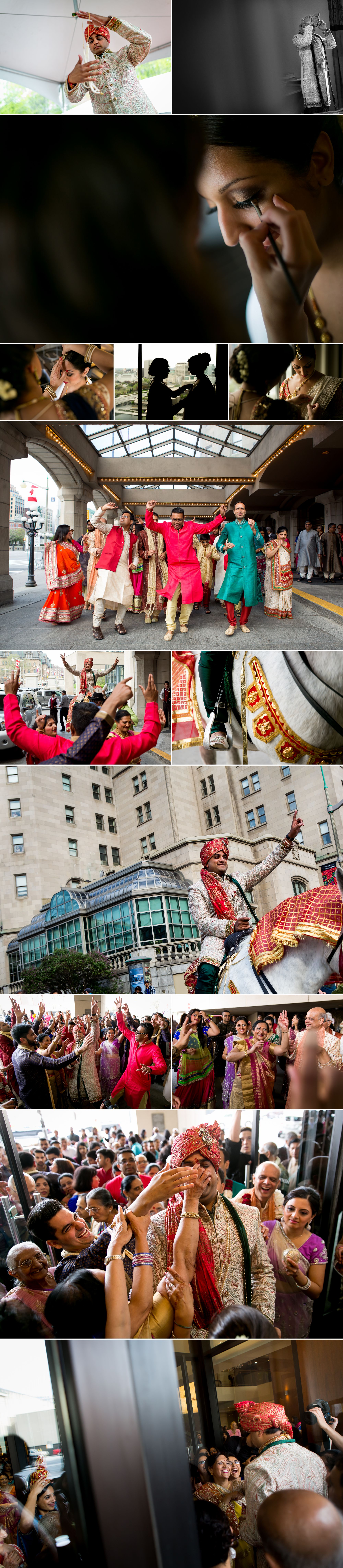 Indian groom riding a horse to his wedding