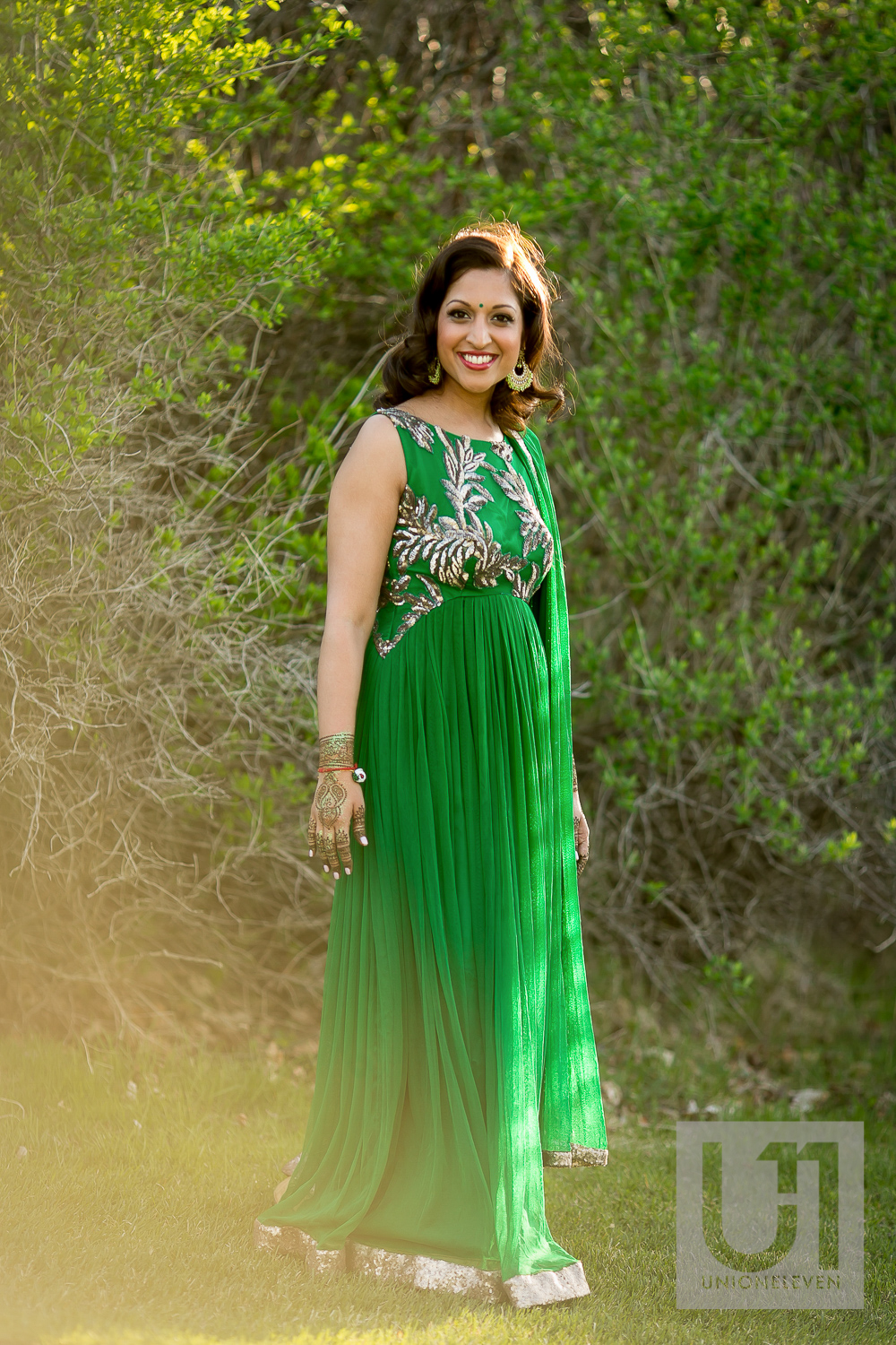  indian bride in a green dress 