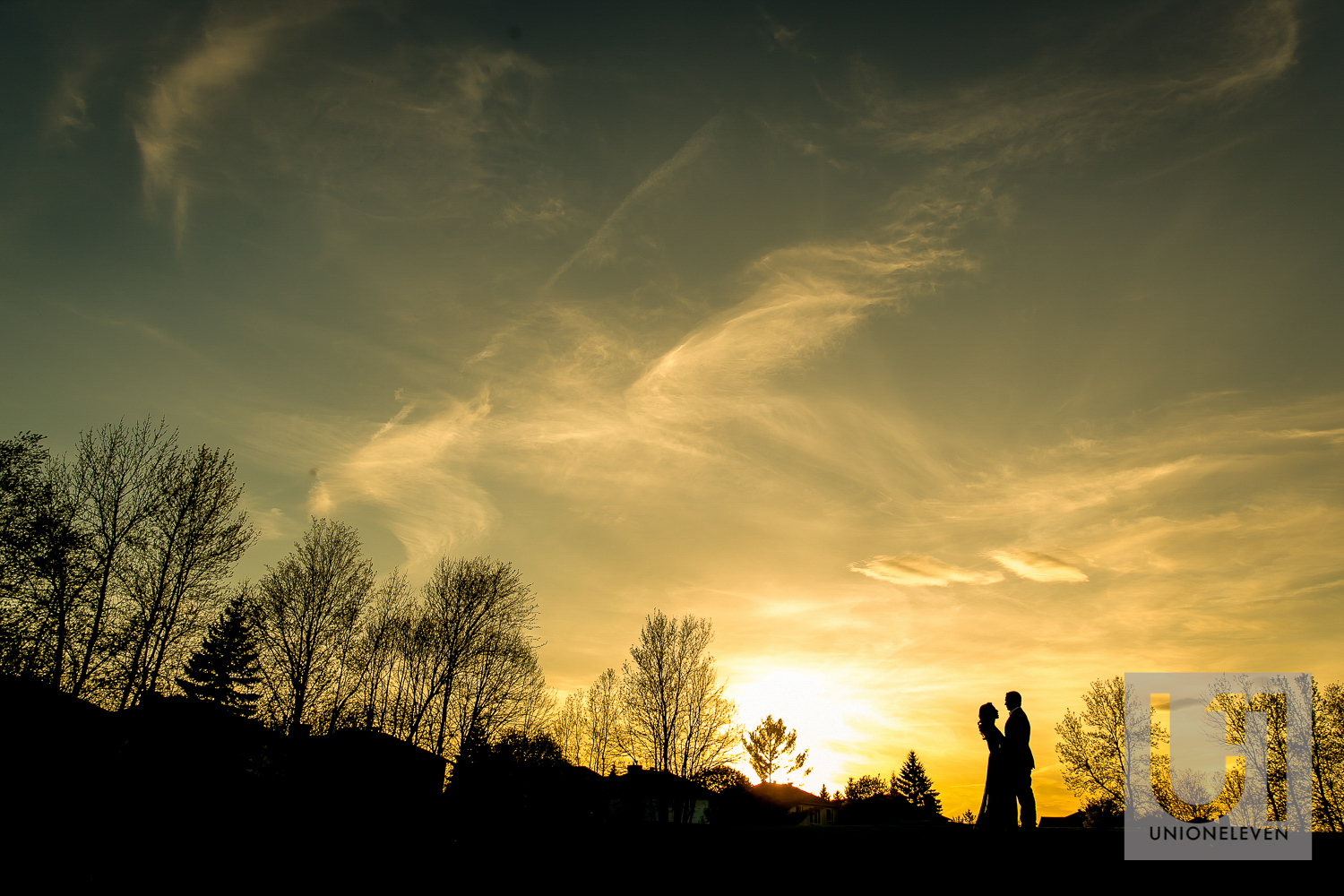 indian couple at sunset