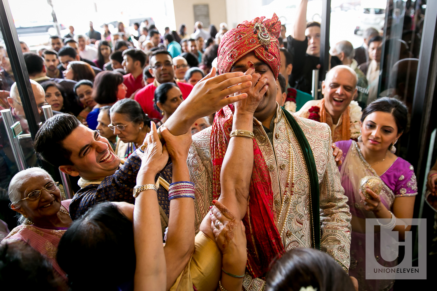  indian groom trying to get to his wedding ceremony 