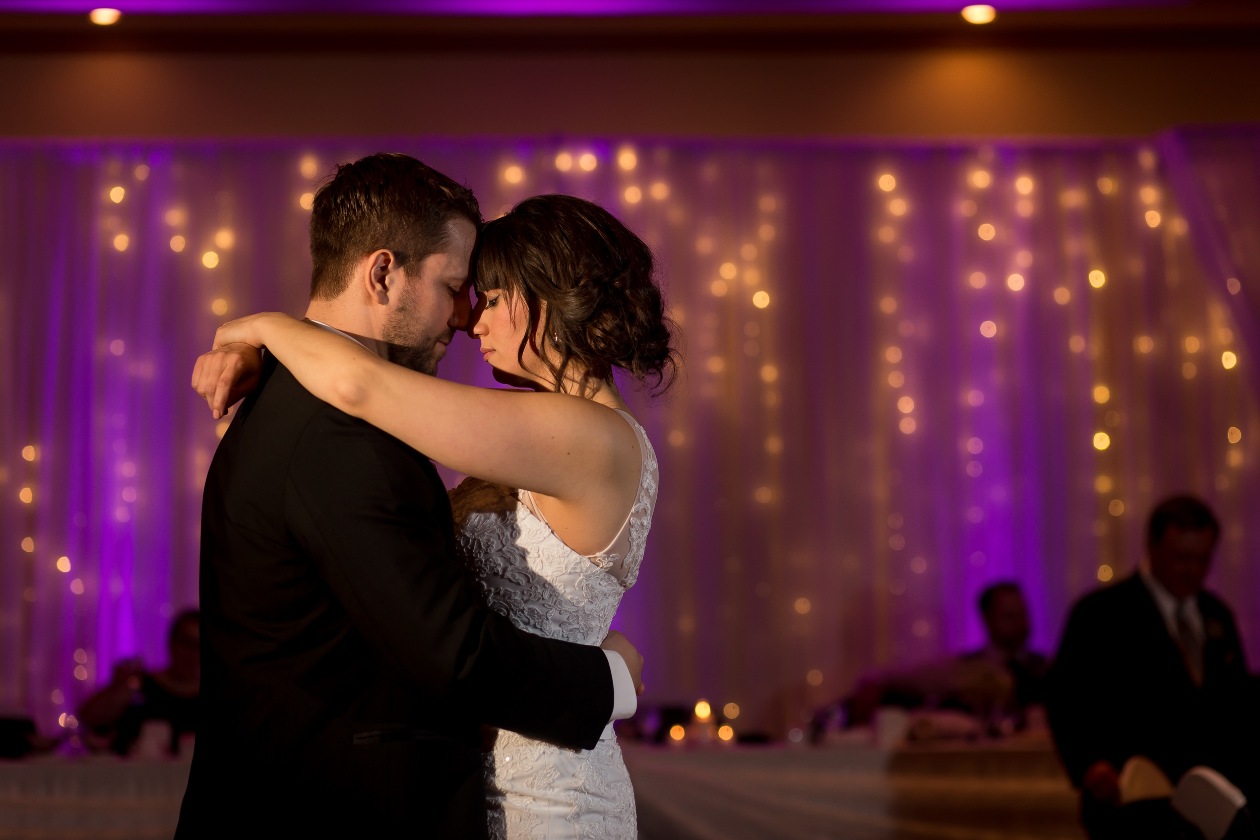 The bride and groom during their first dance