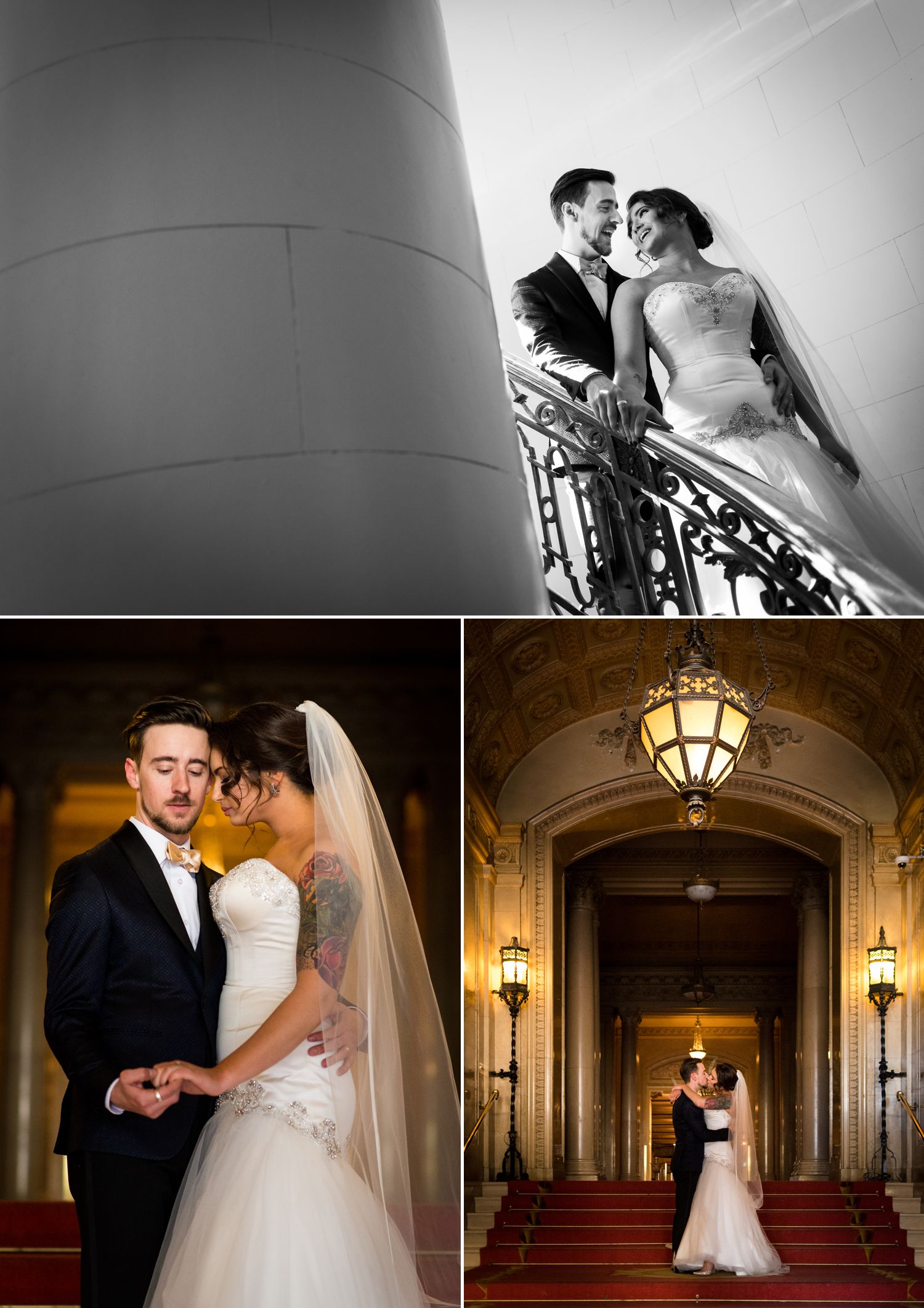 Portraits of the bride and groom at The Chateau Laurier