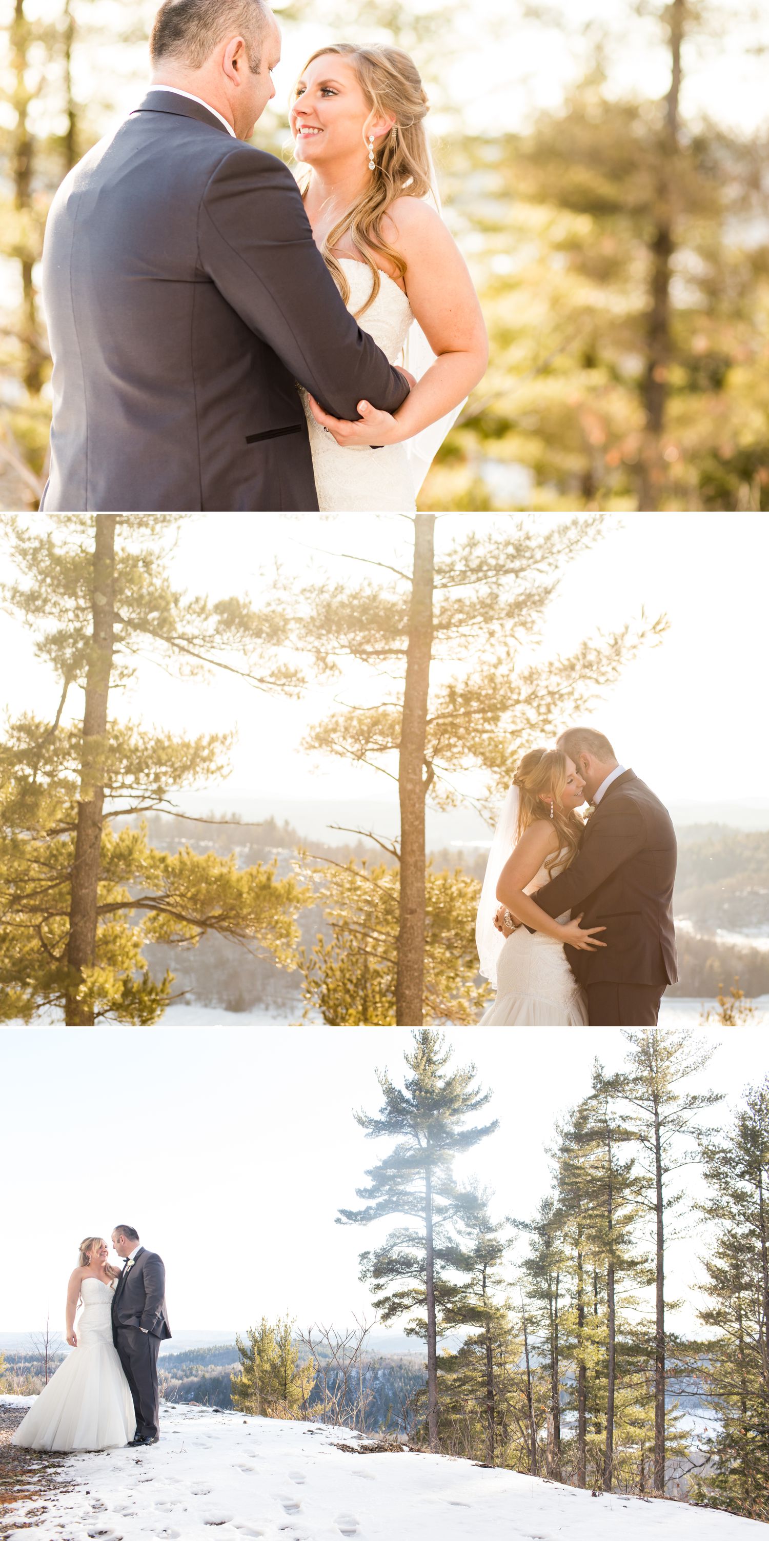 Portraits of the bride and groom outside at Le Belvedere