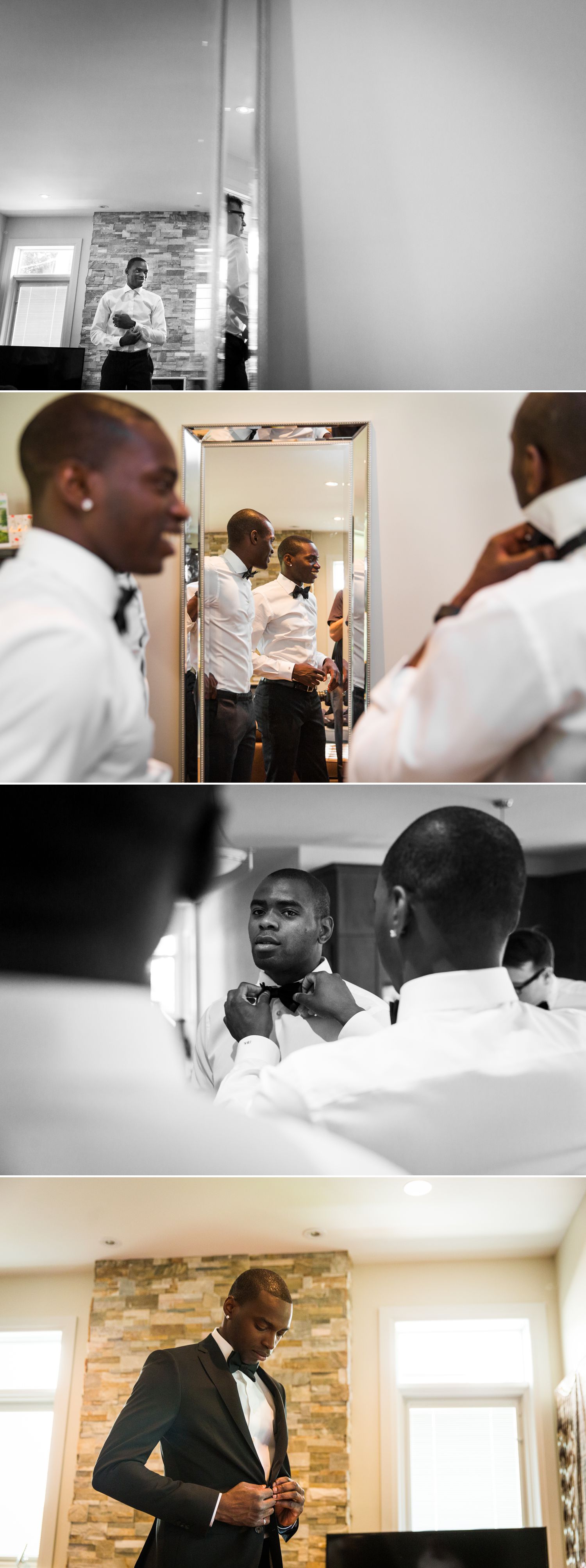 Groom with his groomsmen getting ready