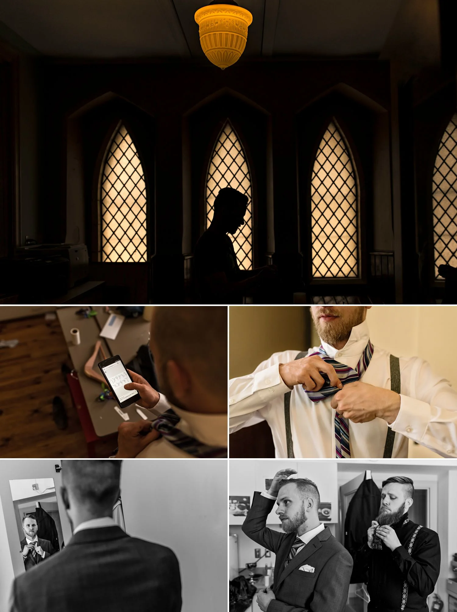 groom getting ready at st albans anglican church in ottawa