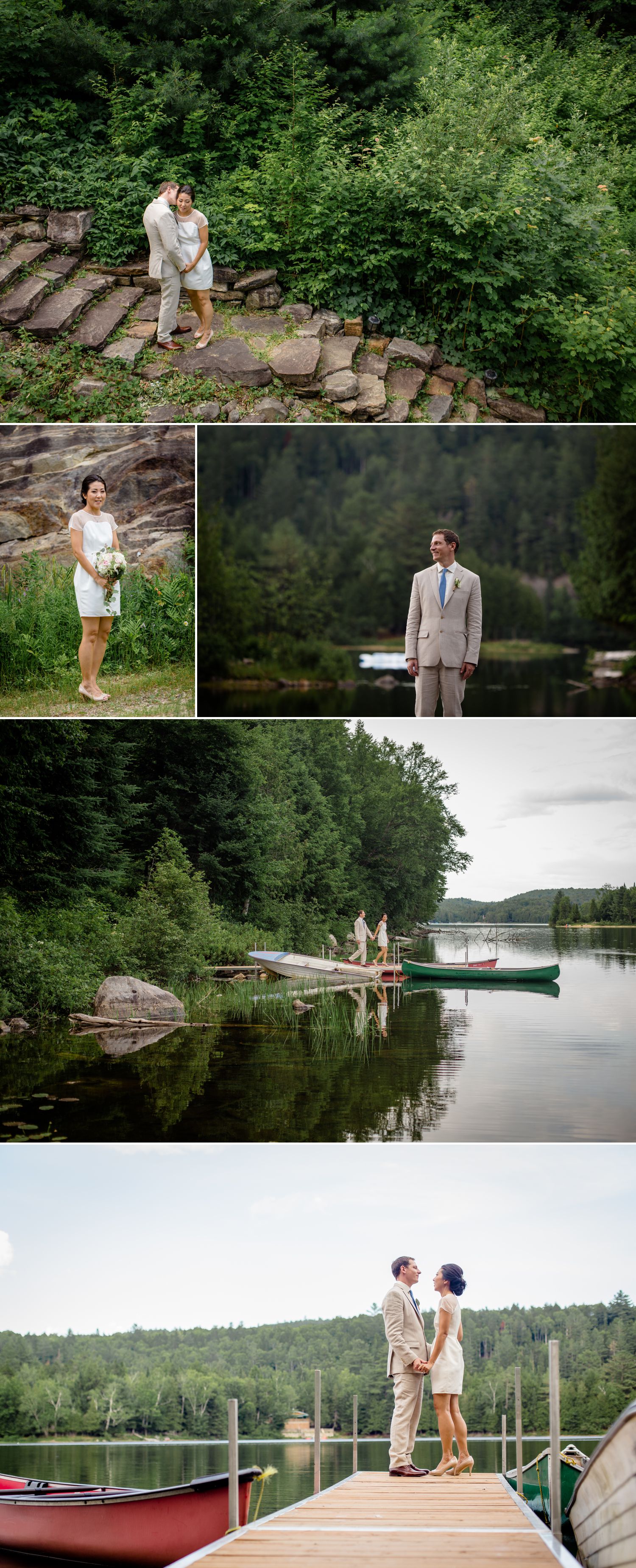 Portraits of the bride and groom during their wedding at their cottage