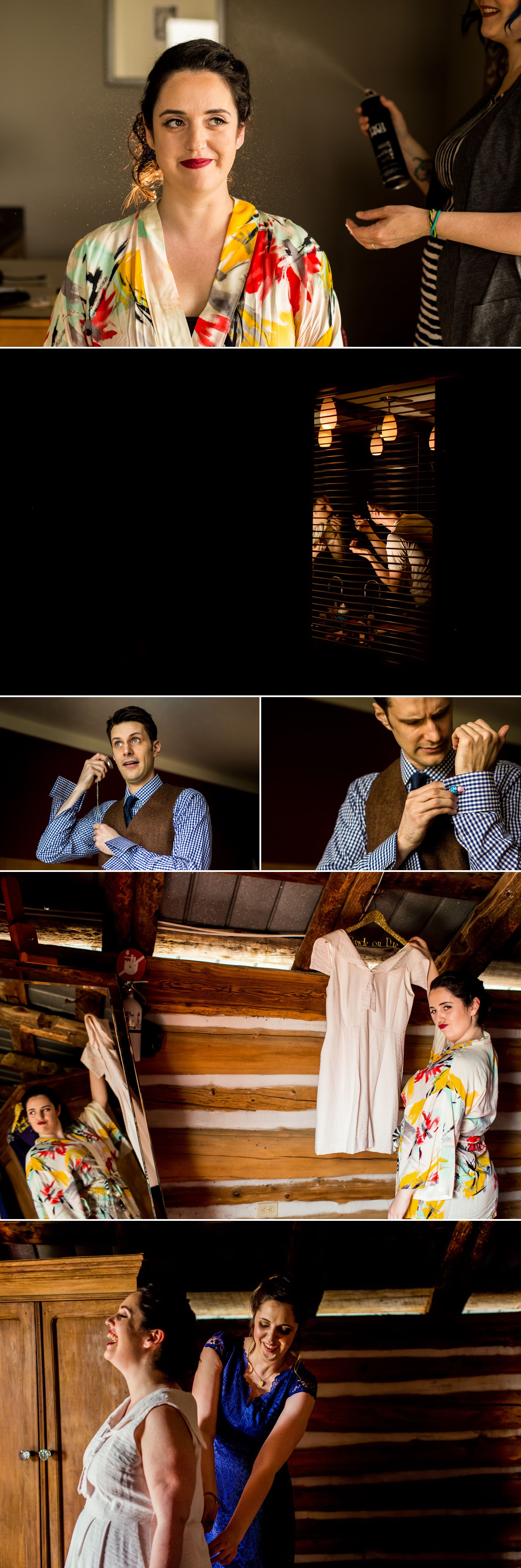 The bride and groom getting ready at the Brookstreet Hotel, Ottawa