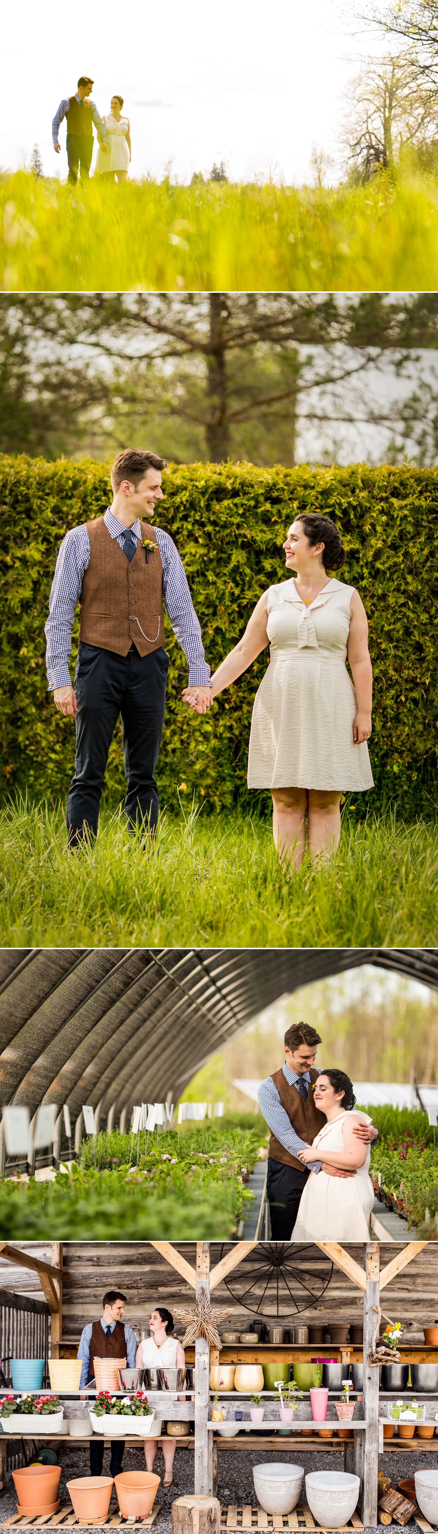 Portraits of the bride and groom after their wedding ceremony at The Herb Garden