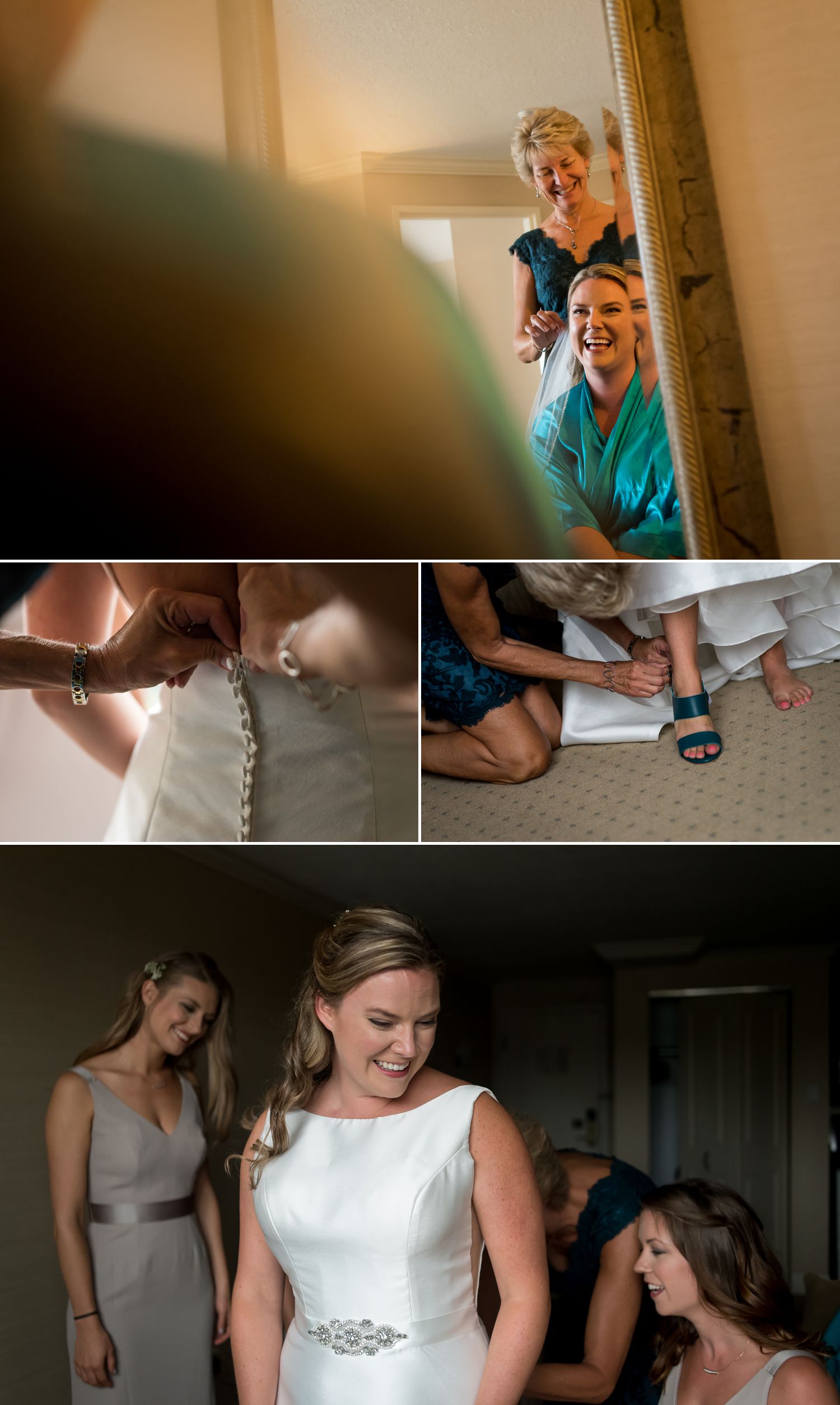 The bride with her mother and bridesmaids getting ready at the Albert at Bay Hotel, Ottawa
