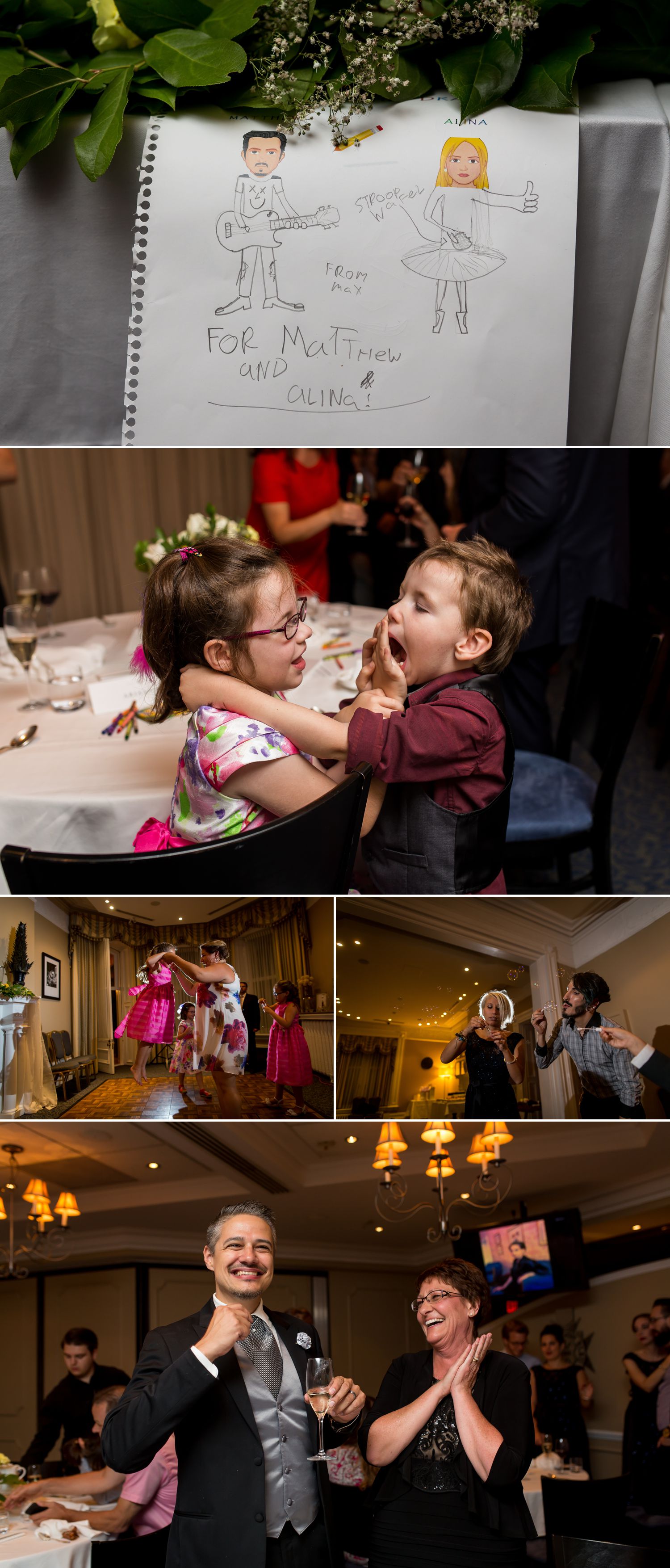 Guests dancing during the couples wedding reception at Le Cordon Bleu
