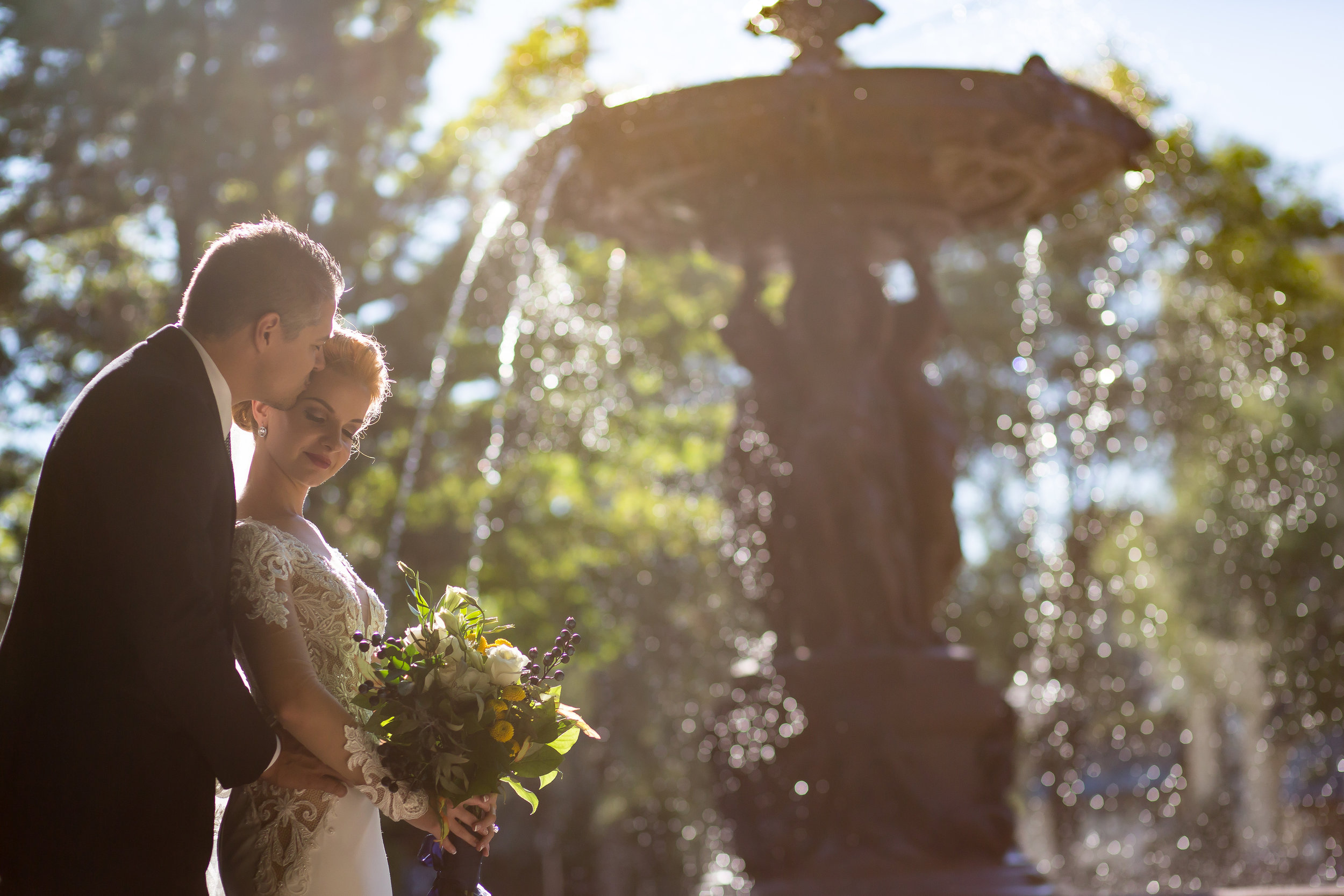 Portrait of the bride and groom after their ceremony at Le Cordon Bleu