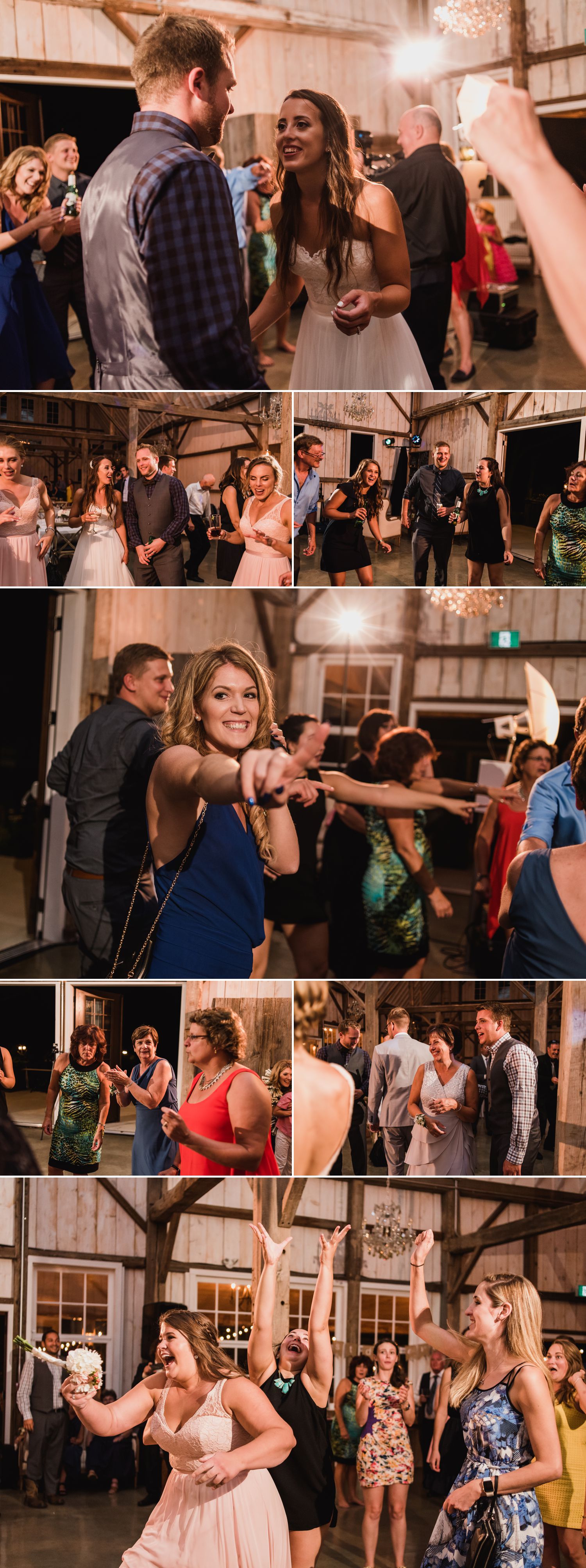 Family and friends enjoying the couples wedding reception at Stonefields Heritage Farm