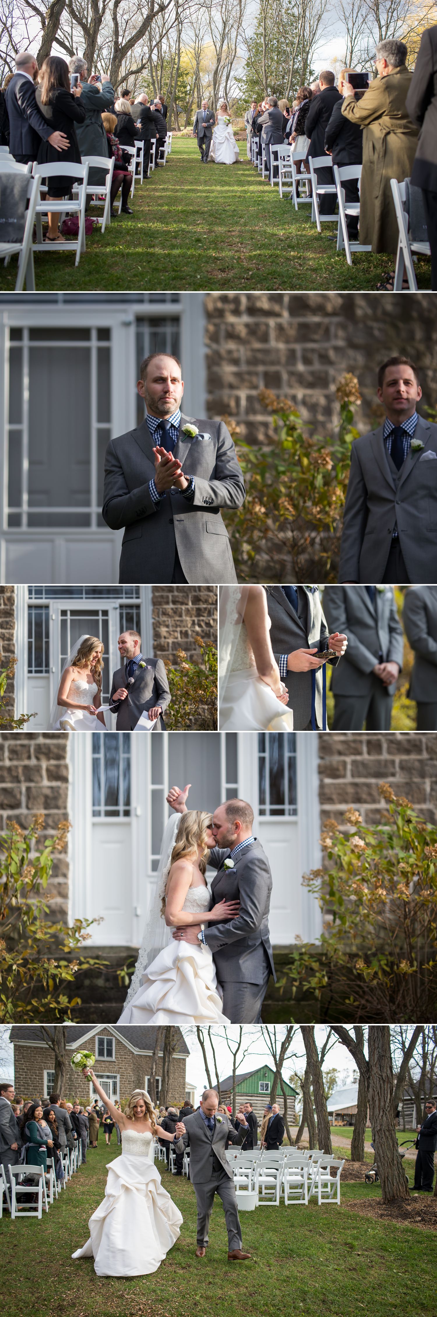 A outdoor wedding ceremony taking place at Stonefields Heritage Farm